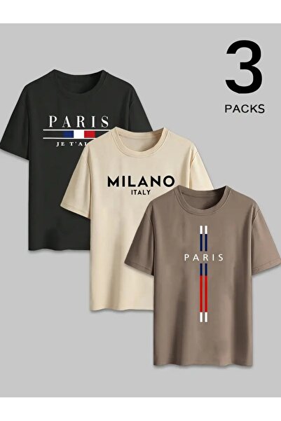 PAVRO Tricou unisex oversize, croială largă, imprimat Milano, croială confort...