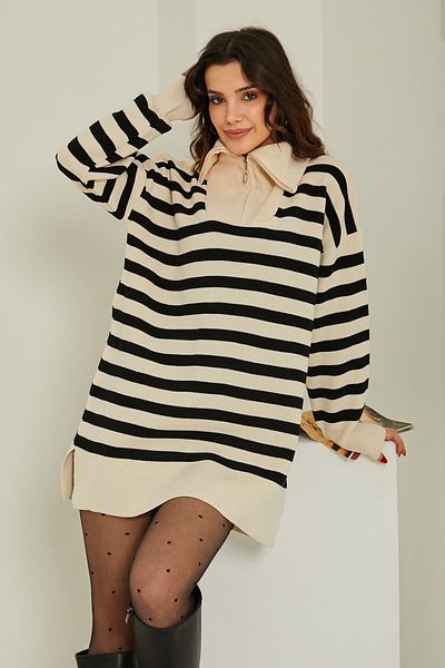TOFİSA Cream Colored Trucker Collar Sweater - 26767