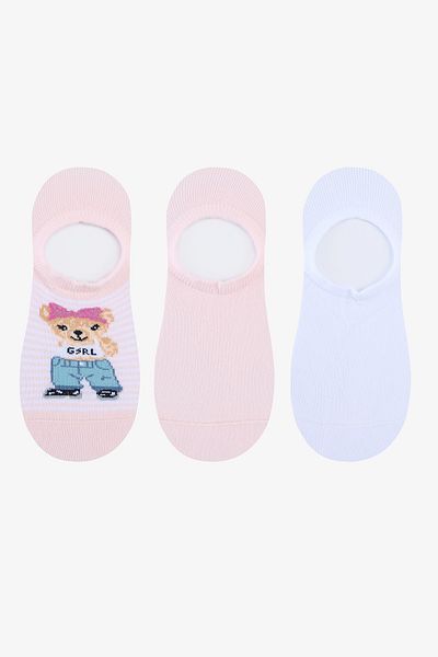 Penti 3 Pairs Cotton Teddy Bear Patterned Sneaker Socks