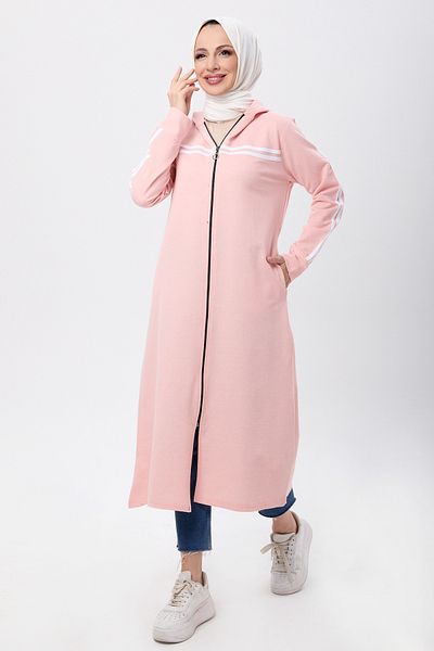 TOFİSA Lilac Hooded Collar and Pocket Detailed Women's Ferace - 4130