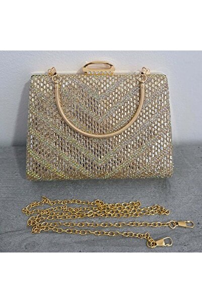 FashionForYou Geanta clutch pentru evenimente SUN POP, cu strasuri multicolor...