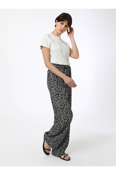 Benin Crispy Floral Patterned Trousers - Black/White - Benin