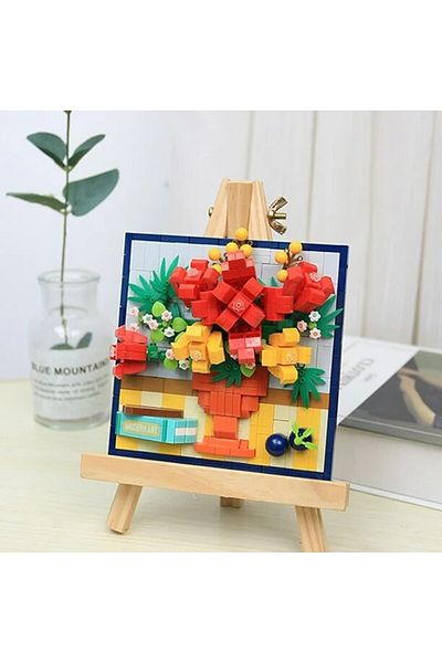 OBRO 3D Botanical Construction Set for Adults, Stand, Frame with Flowers, Roses, Plastic, 615 Pieces