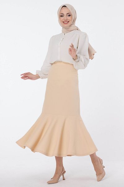 TOFİSA Skirt Beige - 23644