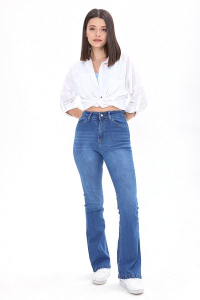 TOFİSA Cotton Flare Lycra Jeans Blue - 23660