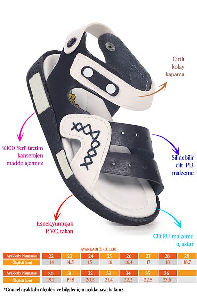 Şirin Bebe Kiko Şb 2498-07 Orthopedic Boy's Sandals Παντόφλες