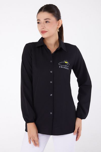 TOFİSA Printed Shirt Black - 13342