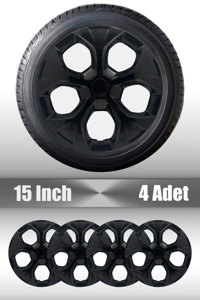 FRWY Dacia Logan Duster Dokker 15" inç Uyumlu 4 Adet 1 Takım Siyah Jant Kapağı