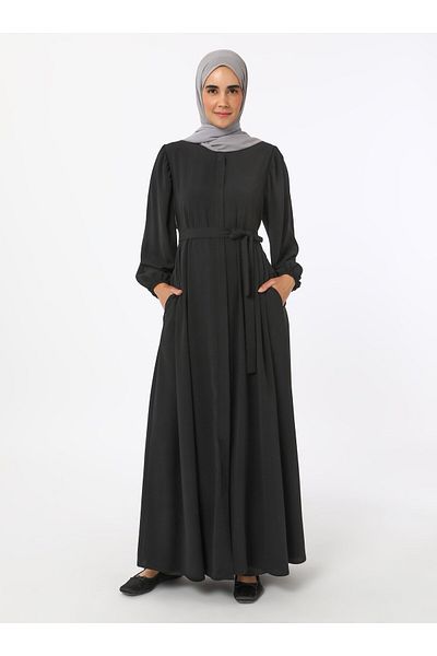 Refka Medina Silk Ferace με Λεπτομέρεια Δεσίματος - Μαύρο - Refka