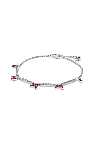 Pandora Bratara Pandora ajustabila tip Firecraker Argint 925 Zirconiu si Cristal Rosu - 19cm