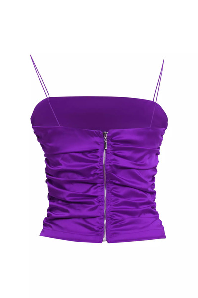 Keikei Mor saten kolsuz crop top