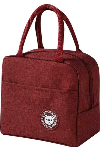zola Insulated lunch bag with carrying handle, waterproof, 24x19x12.5 cm, red