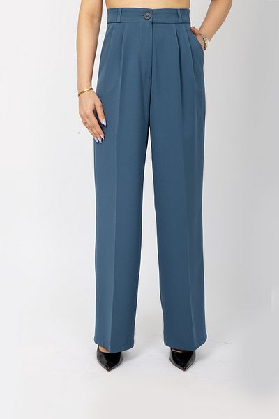 Stil Sepeti Women's Petrol High Waist Pleated Palazzo Fabric Pants Drl-100078236