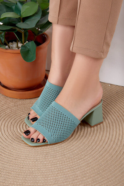 TOFİSA Women's Mint Buckle Straw Slippers - 25724