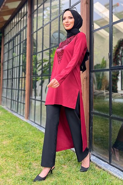 TOFİSA Tunic+Pants Burgundy - 11514