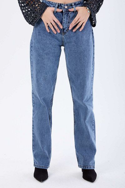 TOFİSA Pantaloni Palazzo Denim cu talie înaltă Albastru închis Snow - 23666