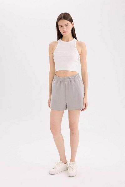 DeFacto Straight Leg Flexible Waisted Gray Women's Shorts U3357Az/Gr52
