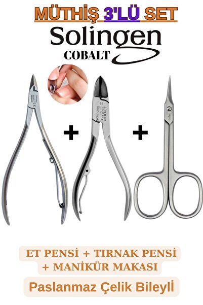 Luchs Solingen Cobalt 3'lü Manikür Pedikür Seti Et Pensi Tırnak Pensi Manikür...