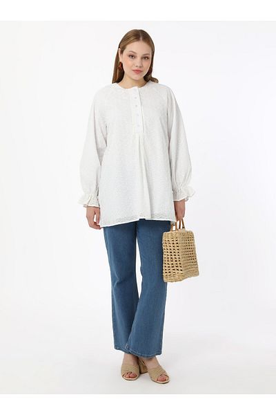 ALİA Βαμβακερό χιτώνα Plus Size - Λευκό - Alia