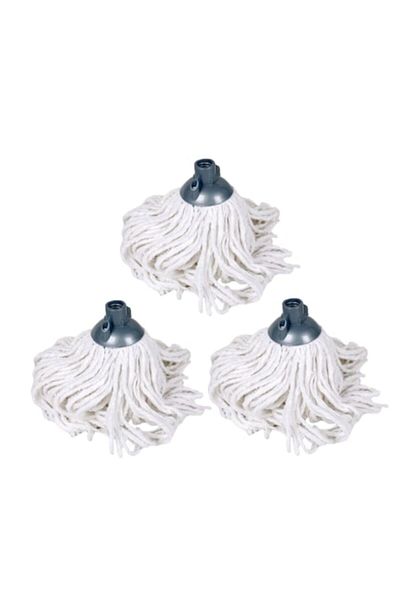 bebelyno Set of 3 high-absorbent cotton mop refills, White, 250 g