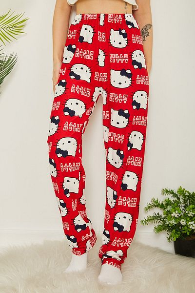 TOFİSA Red Patterned Pajama Bottoms - 26665
