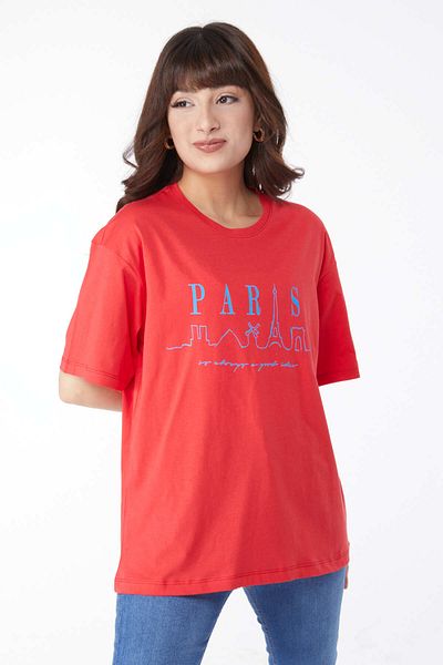 TOFİSA Printed T-Shirt Red - 25170
