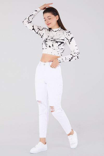 TOFİSA Gabardine Trousers White - 11603