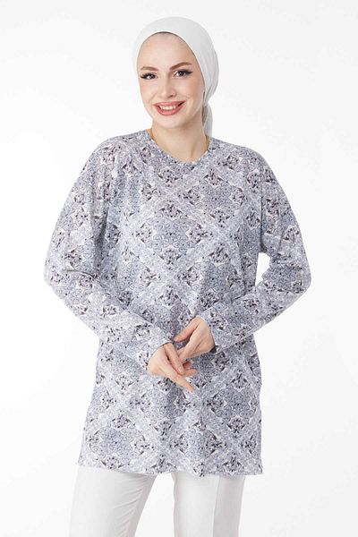 TOFİSA Patterned Blouse Gray - 24733