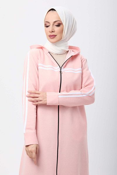TOFİSA Lilac Hooded Collar and Pocket Detailed Women's Ferace - 4130