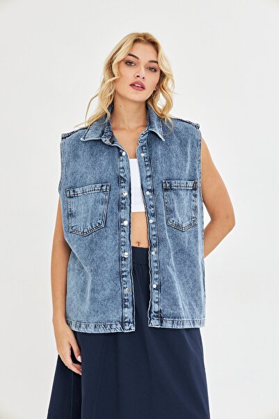 BELISTIL Indigo Boyfriend Jean/Denim Yelek