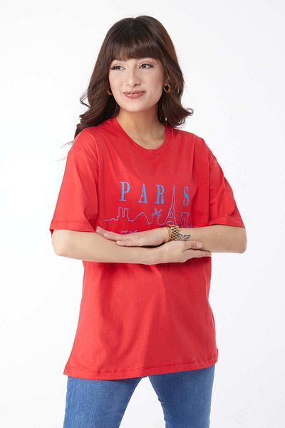 TOFİSA Printed T-Shirt Red - 25170