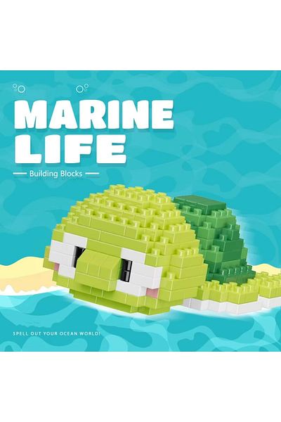 LiderGlobal Bricks Cute Turtle Mini Block Building Block Figure Marine Life
