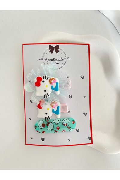baume clothes Girl's 4-Piece Kitty Turquoise Buckle Set with Pens