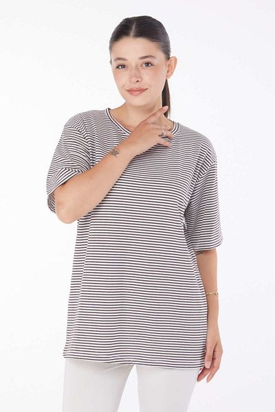TOFİSA Striped T-Short Brown - 25119
