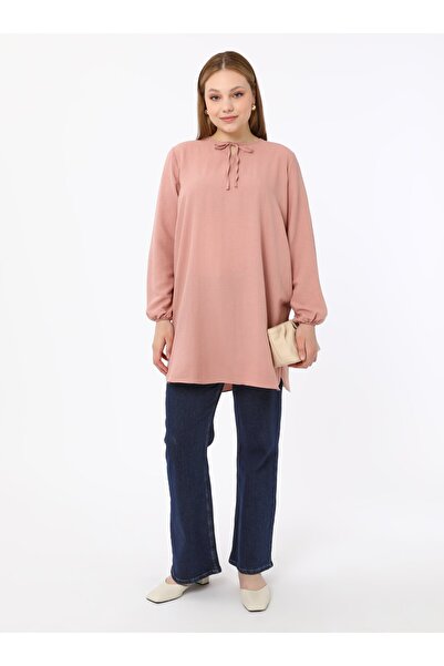 ALİA Tunica de marime mare cu detaliu de legare la guler - Gul Kurusu - Alia