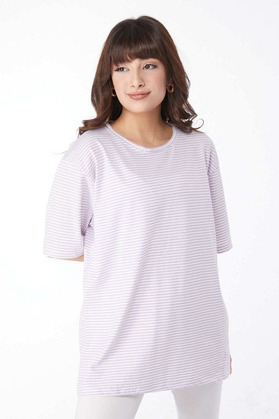 TOFİSA Tricou cu dungi Liliac - 25119