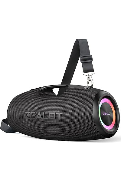 zealot مكبر صوت S78 بتقنية البلوتوث، صندوق صوت عالي بقوة 120 واط مع صوت جهير، مقاوم للماء بدرجة IPX6، صندوق صوت بوم بوكس مع إضاءة