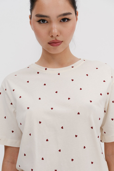 Addax Σετ πιτζάμα με σορτς με σχέδιο καρδιάς Ş119