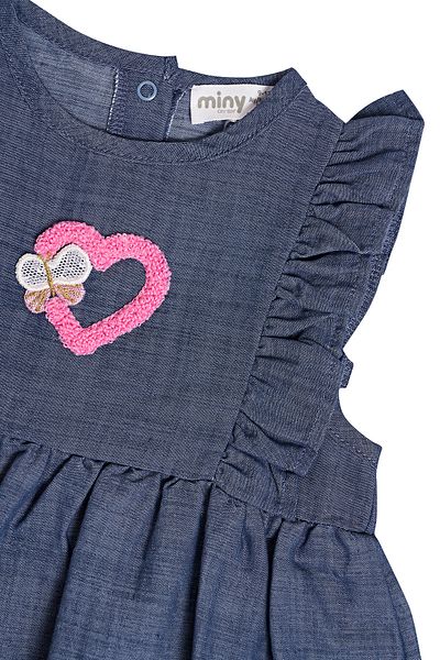 Miny Center Baby Girl Dress with Ruffled Sleeves and Heart Pattern