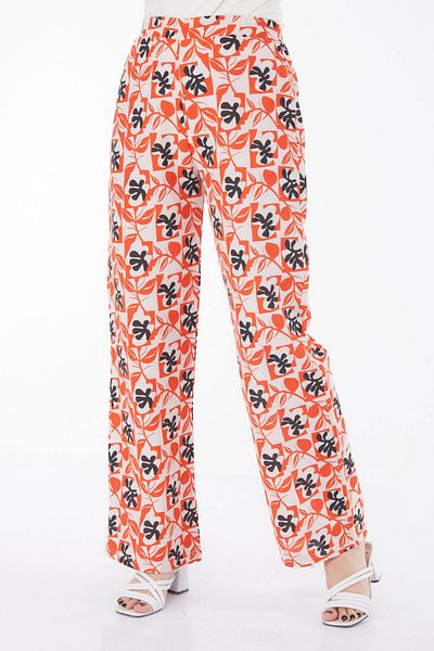 TOFİSA Leaf Pattern Trousers Orange - 13214