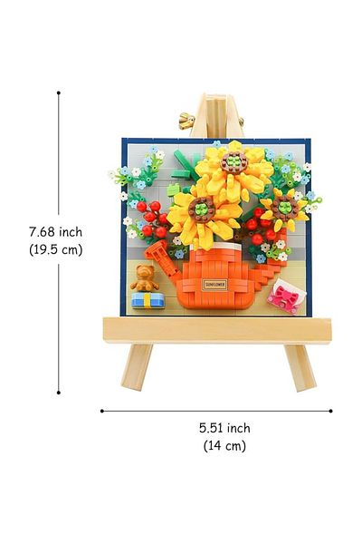 OBRO 3D Botanical Construction Set for Adults, Stand, Flower Frame, ABS Plastic, 733 Pieces