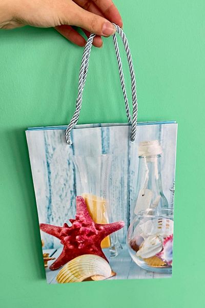 TAKIŞTIR Blue Color Star Figured Cardboard Bag