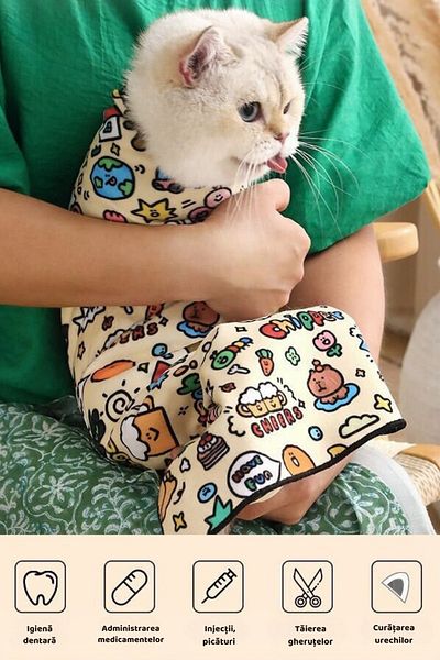 clickzu Self-Adhesive Blanket for Cat Grooming & Care, Easy Nail Trimming, Anti-scratch, Washable,