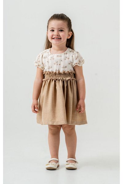 Titimixkids Детска рокля от муселин с флорален десен и подплата