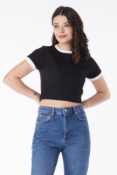 TOFİSA Garnili Crop Black - 25233