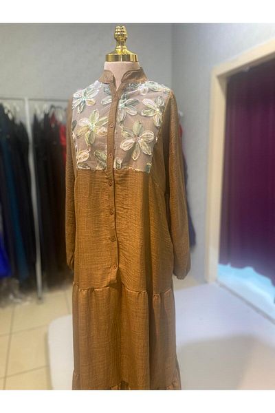 Trade Bazaar Natural Texture Oversize Floral Pattern Dress – Summer Comfortable Fit, Stylish and Spacious Design