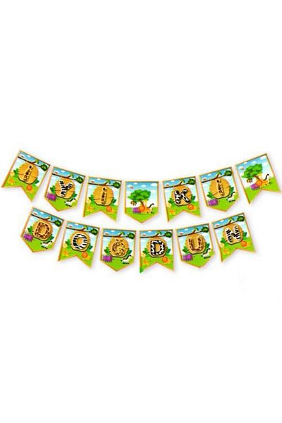 Deniz Party Store Ζιγκ-ζαγκ γράμματα με θέμα το Safari - Καλή ημέρα γενεθλίων