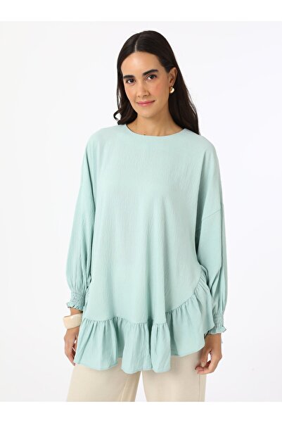 Benin Volan Detaylı Tunik - Mint Yeşili - Benin