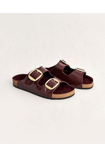 Chirpy Women's Shiny Patent Leather Buckle Summer Slippers
