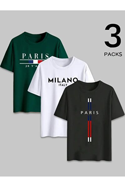 PAVRO Tricou unisex oversize, croială largă, imprimat Milano, croială confort...